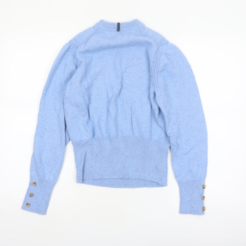Marks and Spencer Per Una Women Blue Wool Blend Mock Neck Jumper Size 14