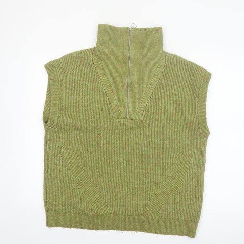 Marks and Spencer Women’s Green Knit Half Zip Sleeveless Jumper Vest M