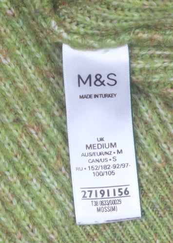 Marks and Spencer Women’s Green Knit Half Zip Sleeveless Jumper Vest M