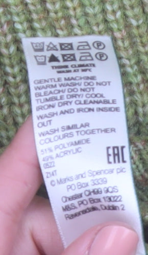 Marks and Spencer Women’s Green Knit Half Zip Sleeveless Jumper Vest M
