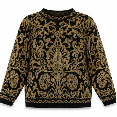 Alfred Dunner Women's Black Gold Knit Floral Jumper Size M