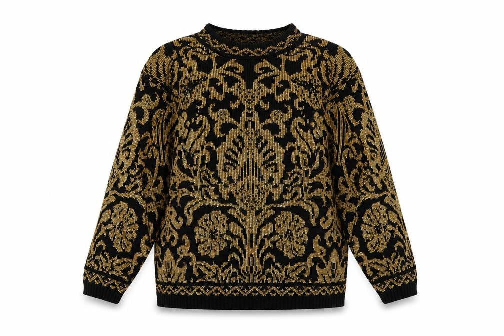 Alfred Dunner Women's Black Gold Knit Floral Jumper Size M