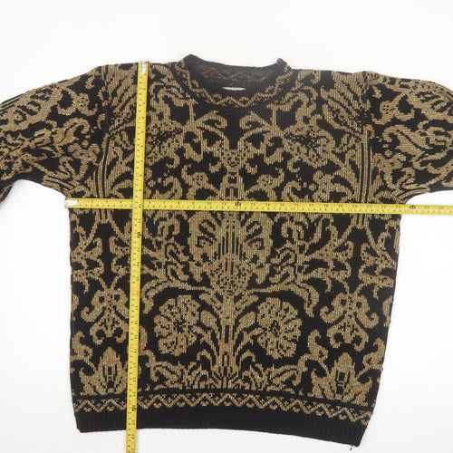 Alfred Dunner Women's Black Gold Knit Floral Jumper Size M