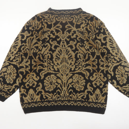 Alfred Dunner Women's Black Gold Knit Floral Jumper Size M