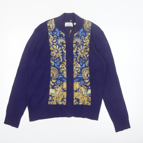 E.P. Pro Women's Blue Floral Full Zip Jumper Size L