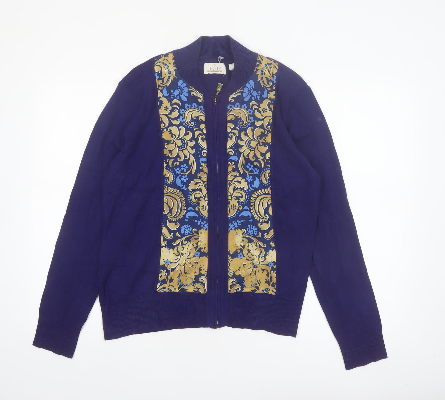 E.P. Pro Women's Blue Floral Full Zip Jumper Size L