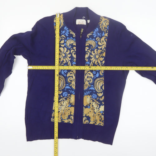 E.P. Pro Women's Blue Floral Full Zip Jumper Size L