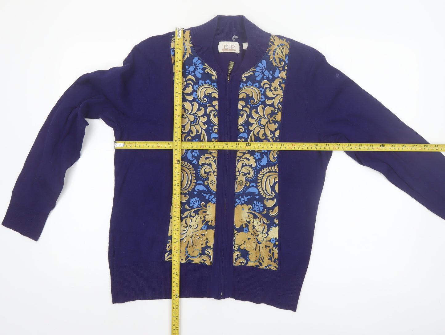 E.P. Pro Women's Blue Floral Full Zip Jumper Size L
