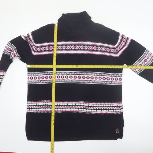 Tommy Hilfiger Womens Blue Fair Isle Roll Neck Cotton Jumper L