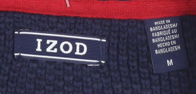 IZOD Men’s Blue Fair Isle 1/4 Zip Knit Jumper Size M