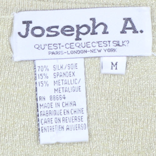 Joseph A. Women's Gold Silk Blend 3/4 Sleeve Scoop Neck Pullover Jumper M