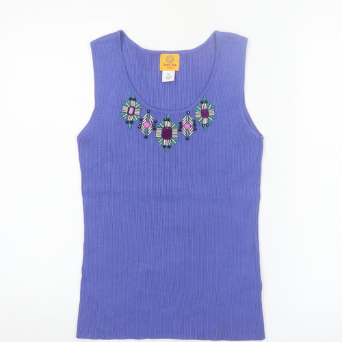 Ruby Rd. Petite Purple Sleeveless Beaded Knit Tank Top L