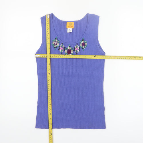 Ruby Rd. Petite Purple Sleeveless Beaded Knit Tank Top L