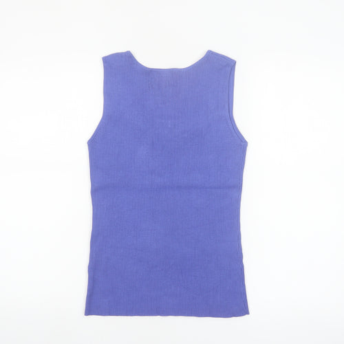 Ruby Rd. Petite Purple Sleeveless Beaded Knit Tank Top L