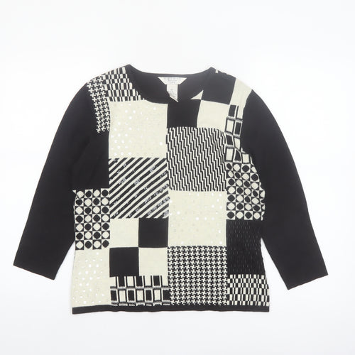 Outfit Women’s Petite Black Geometric Sequin Pullover Jumper S
