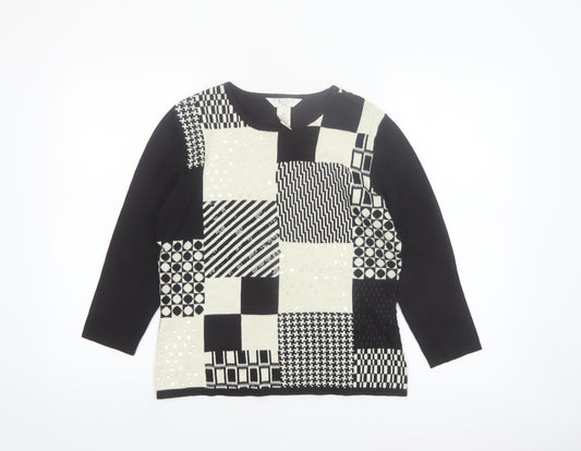 Outfit Women’s Petite Black Geometric Sequin Pullover Jumper S