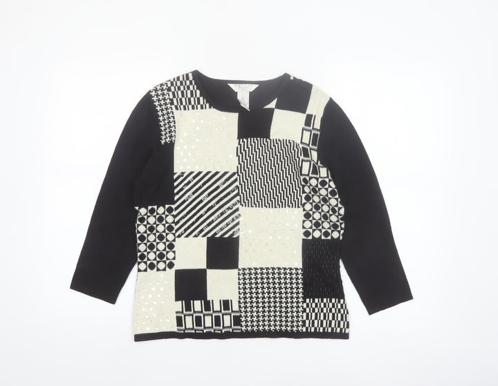 Outfit Women’s Petite Black Geometric Sequin Pullover Jumper S