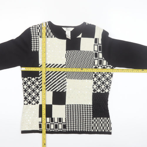 Outfit Women’s Petite Black Geometric Sequin Pullover Jumper S