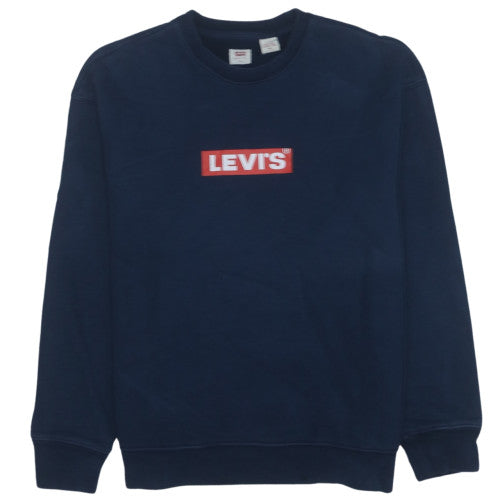 Levi's Men's Blue Relaxed Fit Crew Neck Logo Sweatshirt Size M