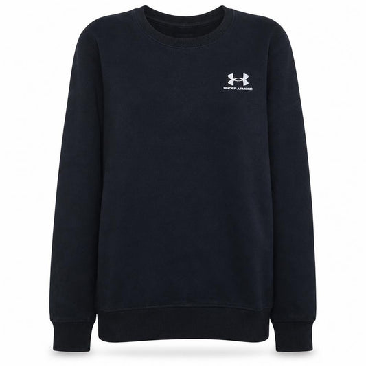 Front view of Under Armour women’s black small crew neck pullover sweatshirt