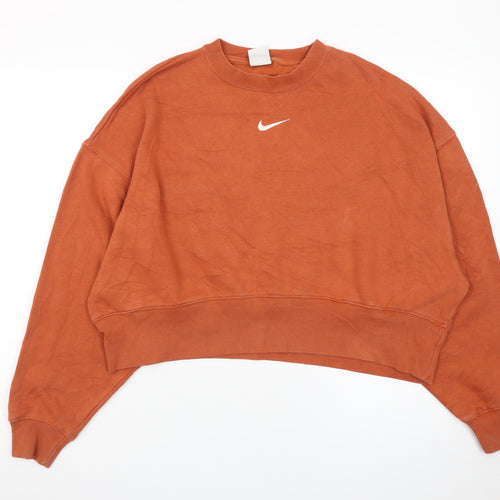 Nike Womens Rust Orange Crew Neck Pullover Sweatshirt XS