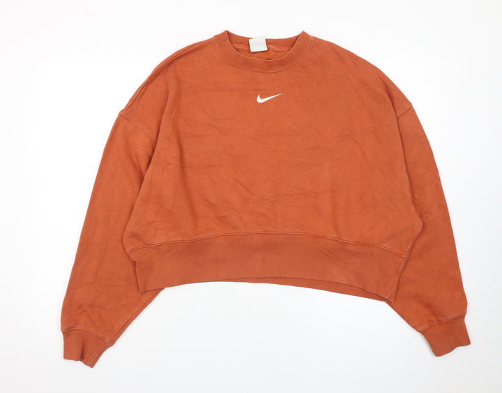 Nike Womens Rust Orange Crew Neck Pullover Sweatshirt XS