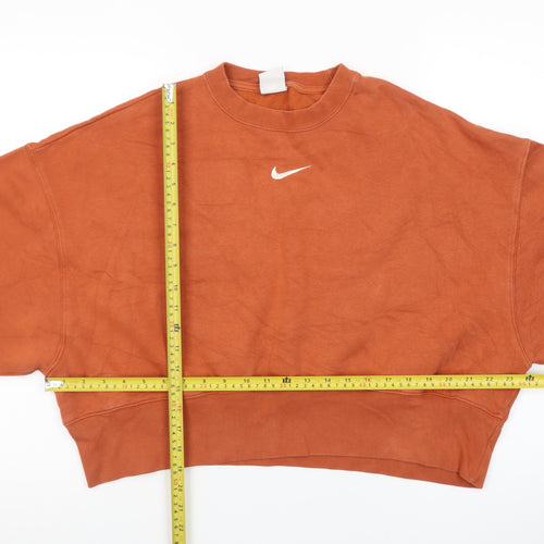 Nike Womens Rust Orange Crew Neck Pullover Sweatshirt XS