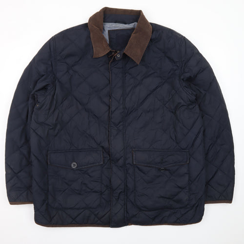 Austin Reed Men’s Blue Quilted Mid-Length Jacket 2XL Nylon