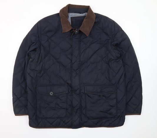 Austin Reed Men’s Blue Quilted Mid-Length Jacket 2XL Nylon