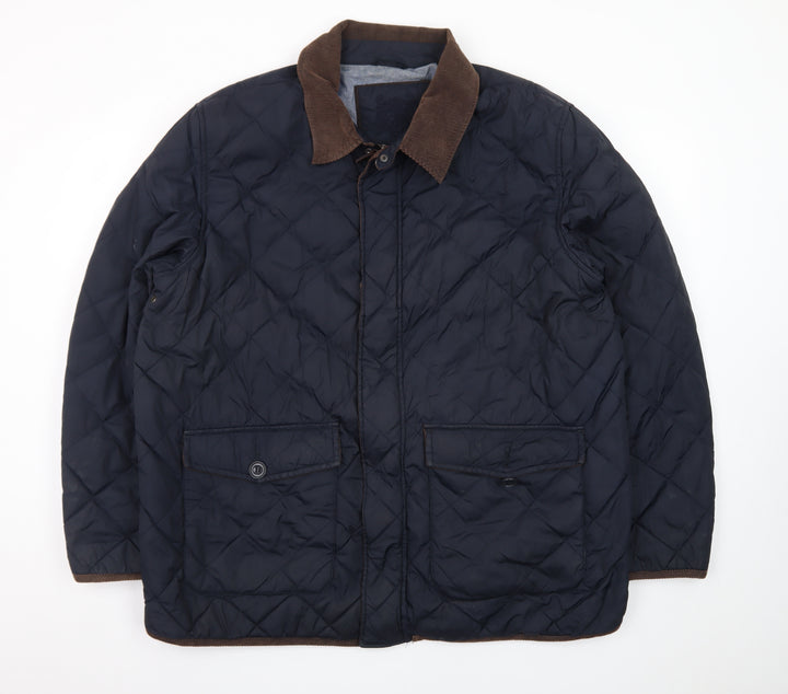 Austin Reed Men’s Blue Quilted Mid-Length Jacket 2XL Nylon