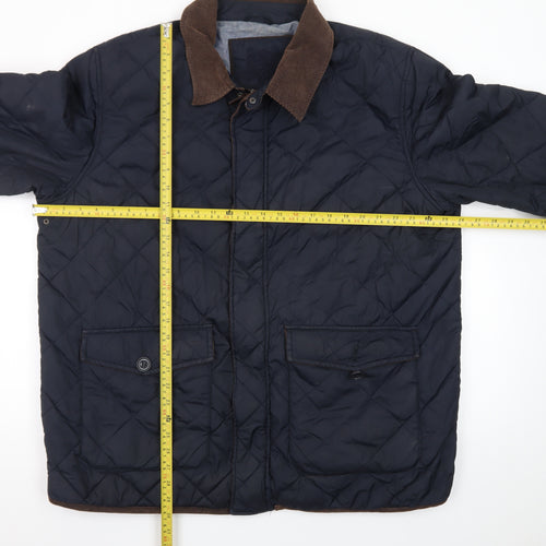 Austin Reed Men’s Blue Quilted Mid-Length Jacket 2XL Nylon