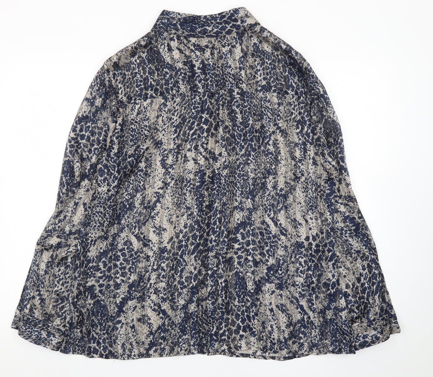 Planet Women's Blue Animal Print Long Sleeve Tunic Blouse Size 18