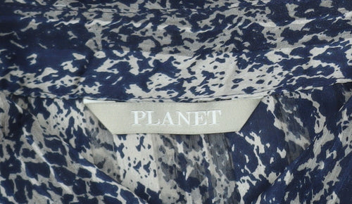 Planet Women's Blue Animal Print Long Sleeve Tunic Blouse Size 18