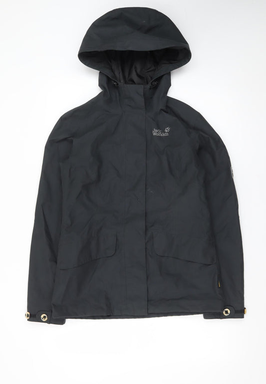 Jack Wolfskin Women’s Black Waterproof Hooded Rain Jacket Size 10