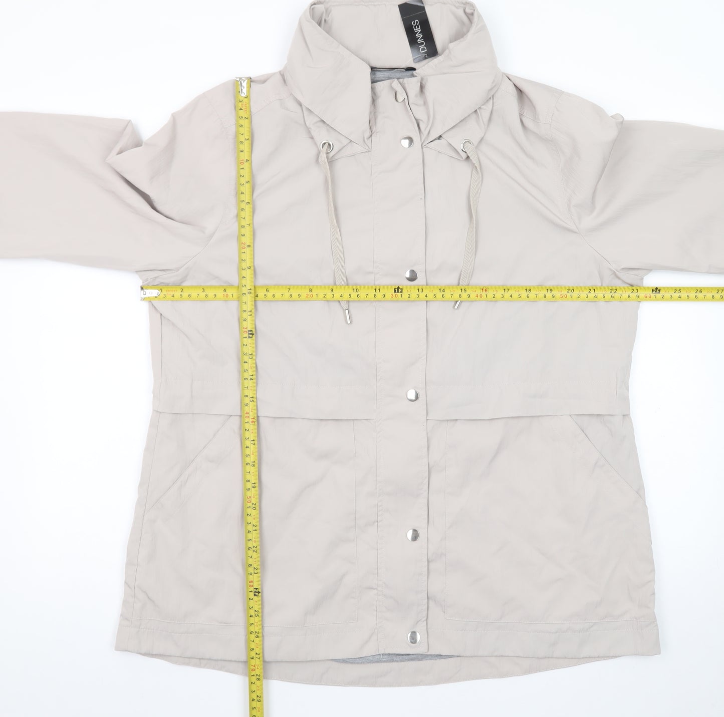 Dunnes Women’s Beige Anorak Jacket Size 16 Hooded Mid-Length