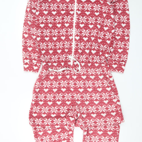 Marks and Spencer Womens Red Fair Isle Fleece One Piece Pyjama Size 12