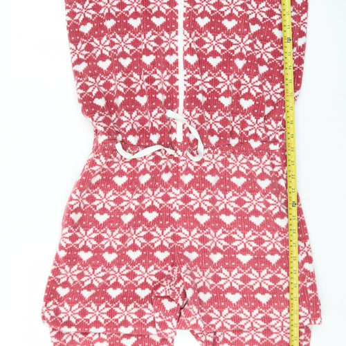 Marks and Spencer Womens Red Fair Isle Fleece One Piece Pyjama Size 12
