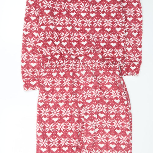 Marks and Spencer Womens Red Fair Isle Fleece One Piece Pyjama Size 12