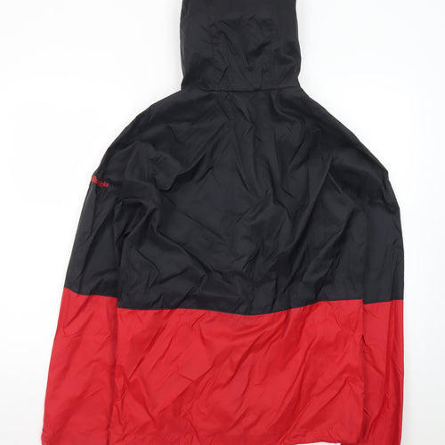 Columbia Men's Black Red Hooded Windbreaker Jacket Size S