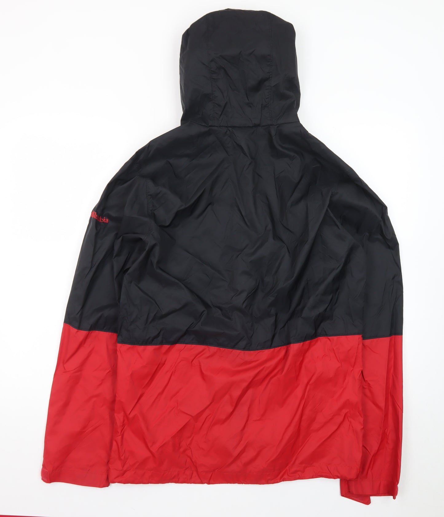 Columbia Men's Black Red Hooded Windbreaker Jacket Size S