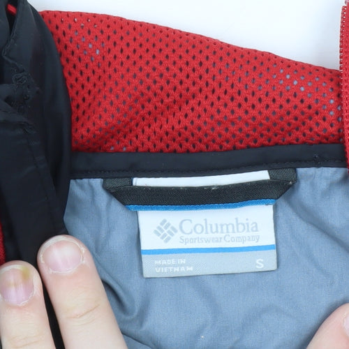 Columbia Men's Black Red Hooded Windbreaker Jacket Size S