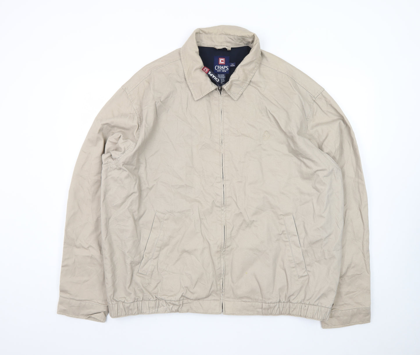 Chaps Men's Beige Cotton XL Twill Full Zip Casual Jacket
