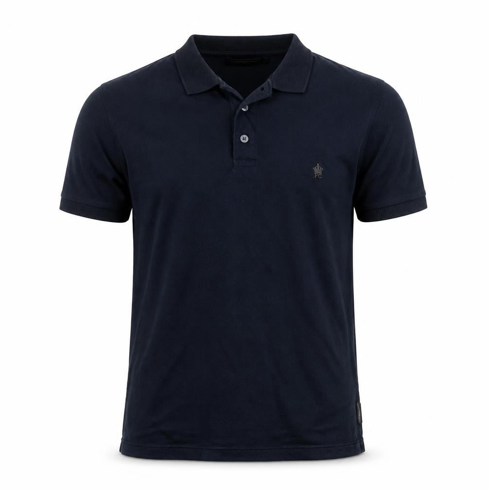 Front view of French Connection Men's Blue Cotton Polo Shirt, size L
