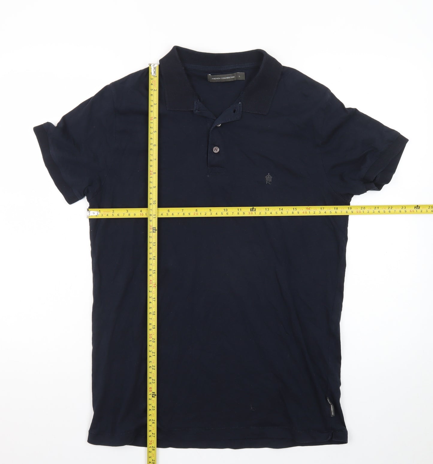 French Connection Men's Blue Cotton Polo Shirt Size L