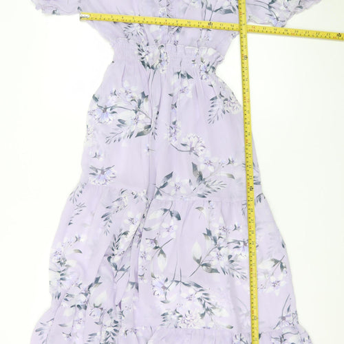 Kate-Lily Women’s Purple Floral Midi A-Line Dress Size 6