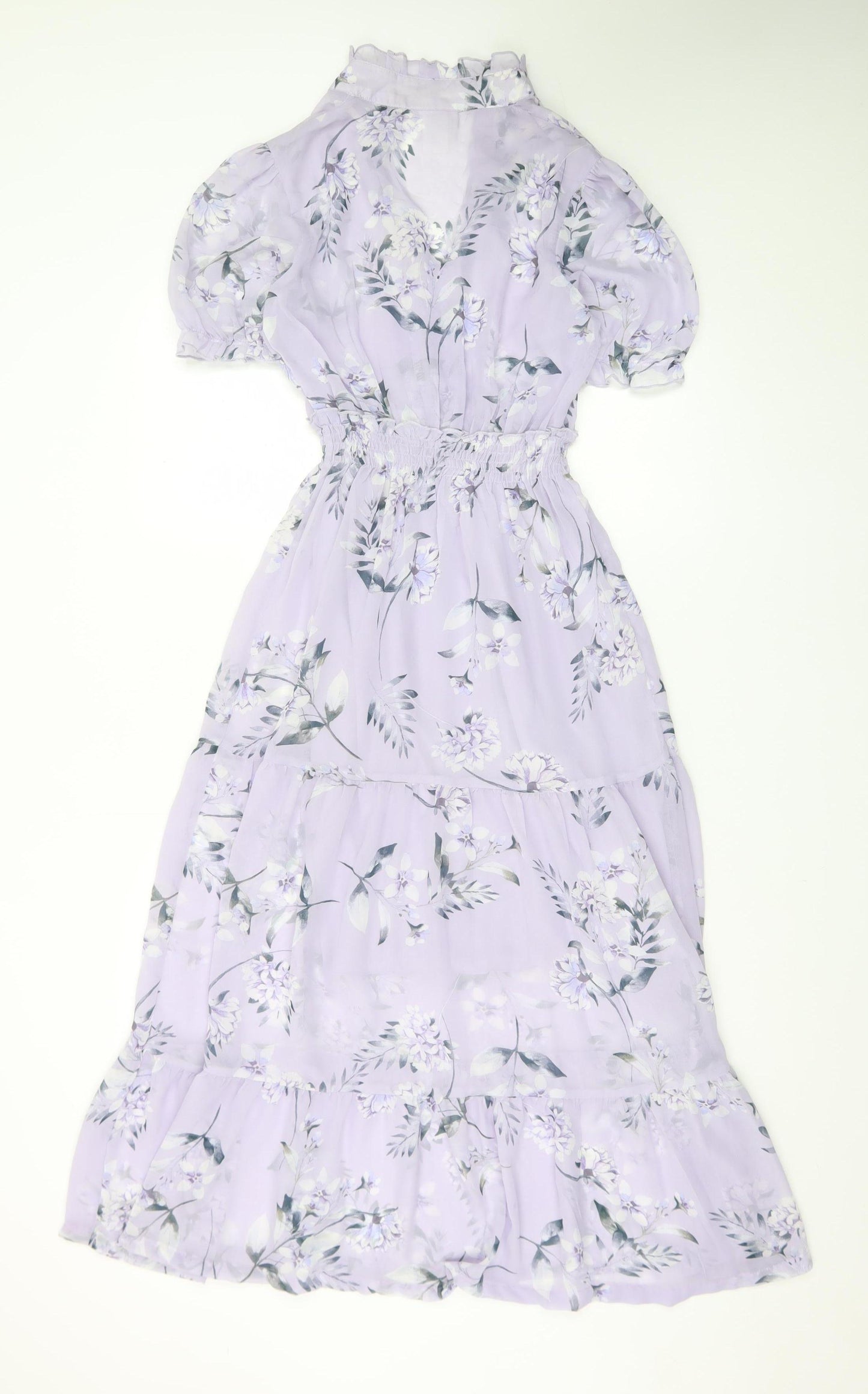 Kate-Lily Women’s Purple Floral Midi A-Line Dress Size 6