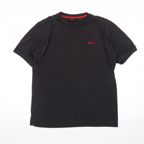 Slazenger Men’s Black Cotton Crew Neck Short Sleeve T-Shirt Size S