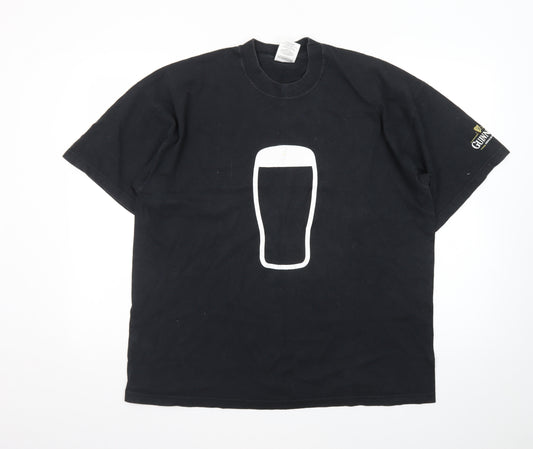 Fruit of the Loom Mens Black Guinness Beer Graphic XL T-Shirt