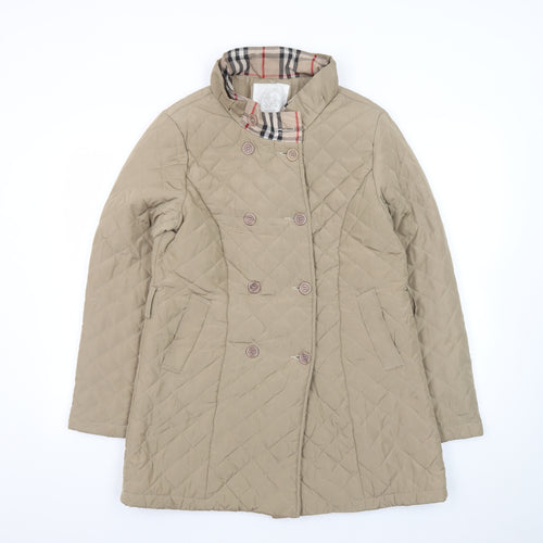 The IVVI Brand Foundation Womens Beige Quilted Mid-Length Coat Size S