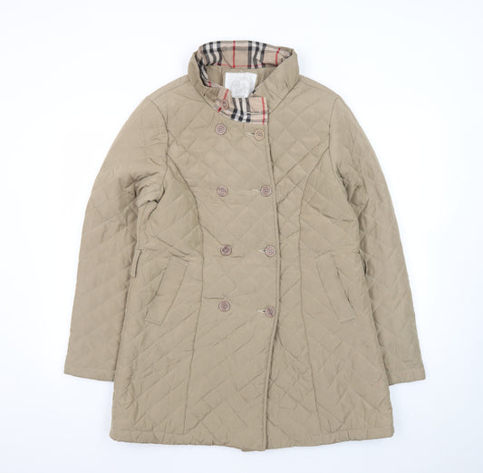 The IVVI Brand Foundation Womens Beige Quilted Mid-Length Coat Size S